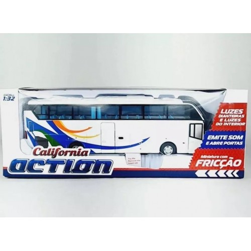 Miniatura Para Colecionar Ônibus Turismo Com Luz E Som 1/32